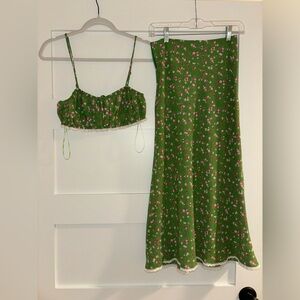 Green Floral Two-Piece Set